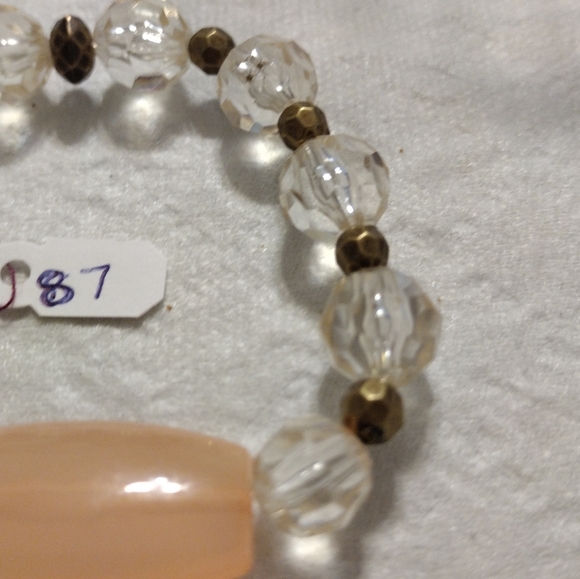 Artemis's Gems custom-made beaded bracelet with metal beads and large gold gem - Picture 2 of 5